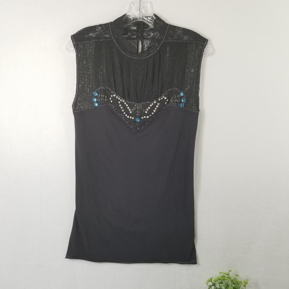 Free People Tops - Free People M High Neck Lace Embellished Top 3565